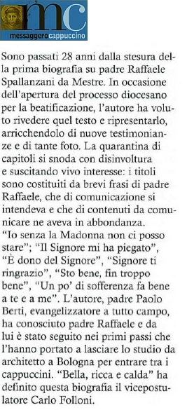 recensioni p. Raffaele da Mestre, un seminatore di gioia