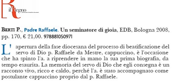 recensioni p. Raffaele da Mestre, un seminatore di gioia